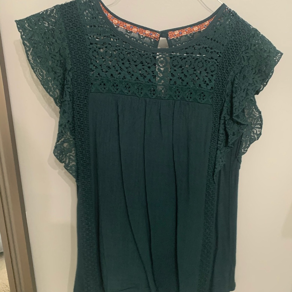 Dark Green Lacy Top